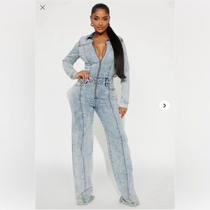 Fashion Nova Concrete Jungle Denim Jumpsuit